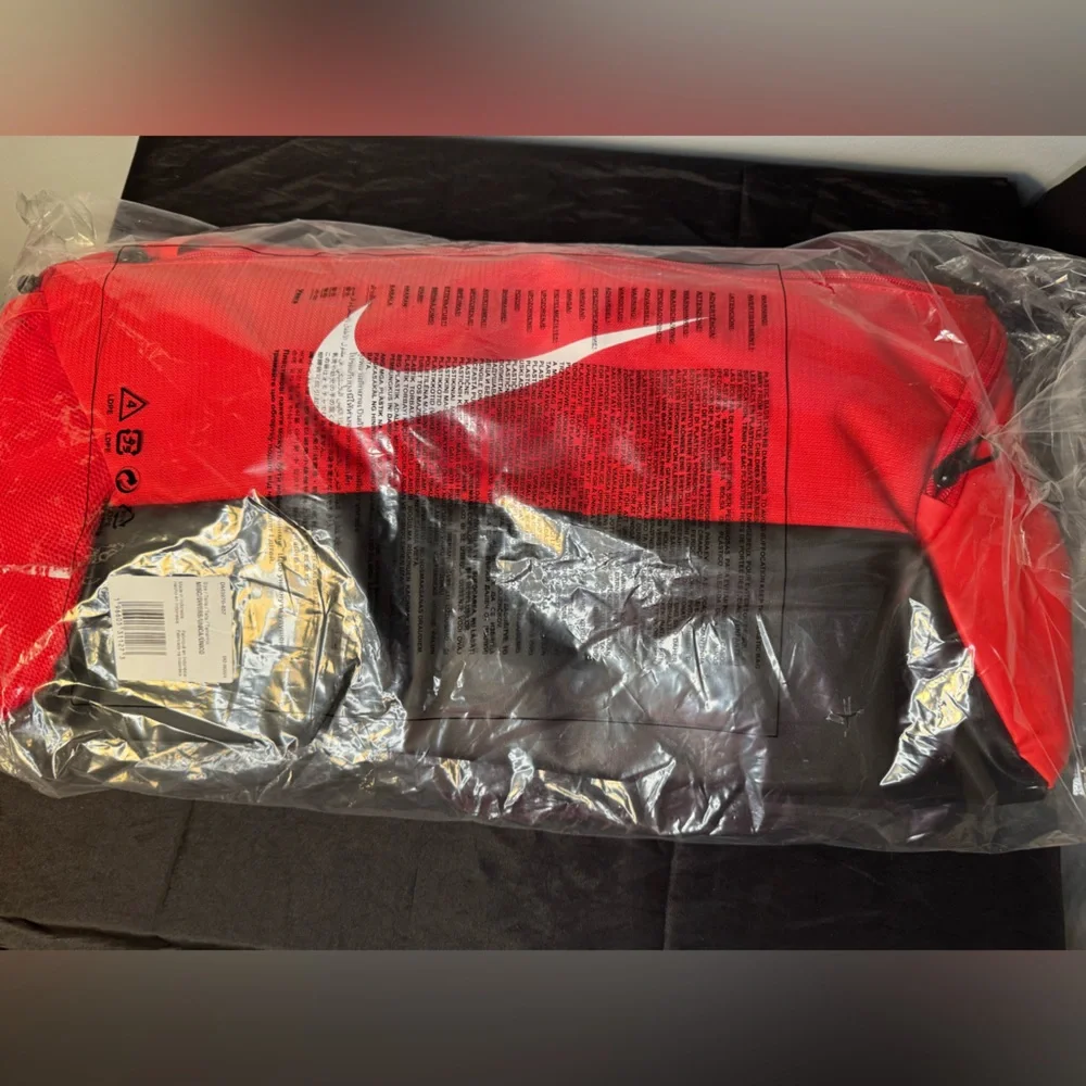 NWT Nike Brasilia Small Training Duffle Bag - Red & Black w/White Check Unisex